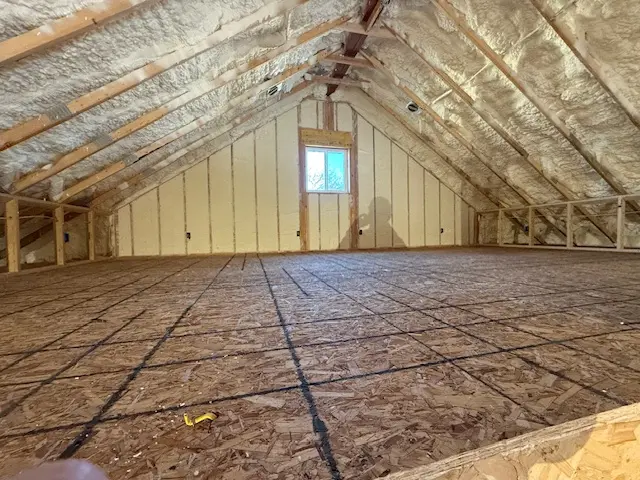 Open concept spray foam attic space